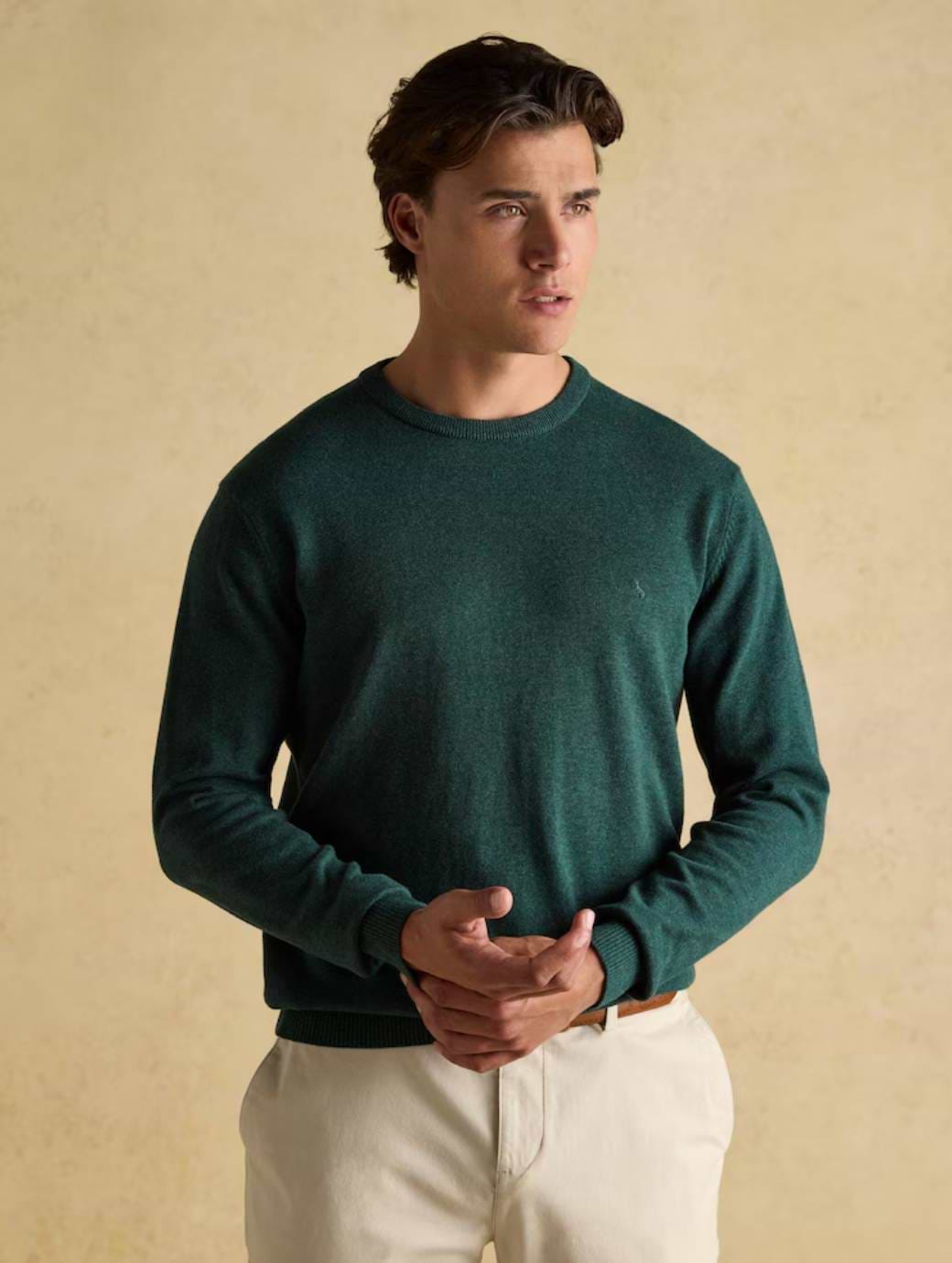 Joules Men's Hillside Crew Neck Knitted Jumper Dark Green 