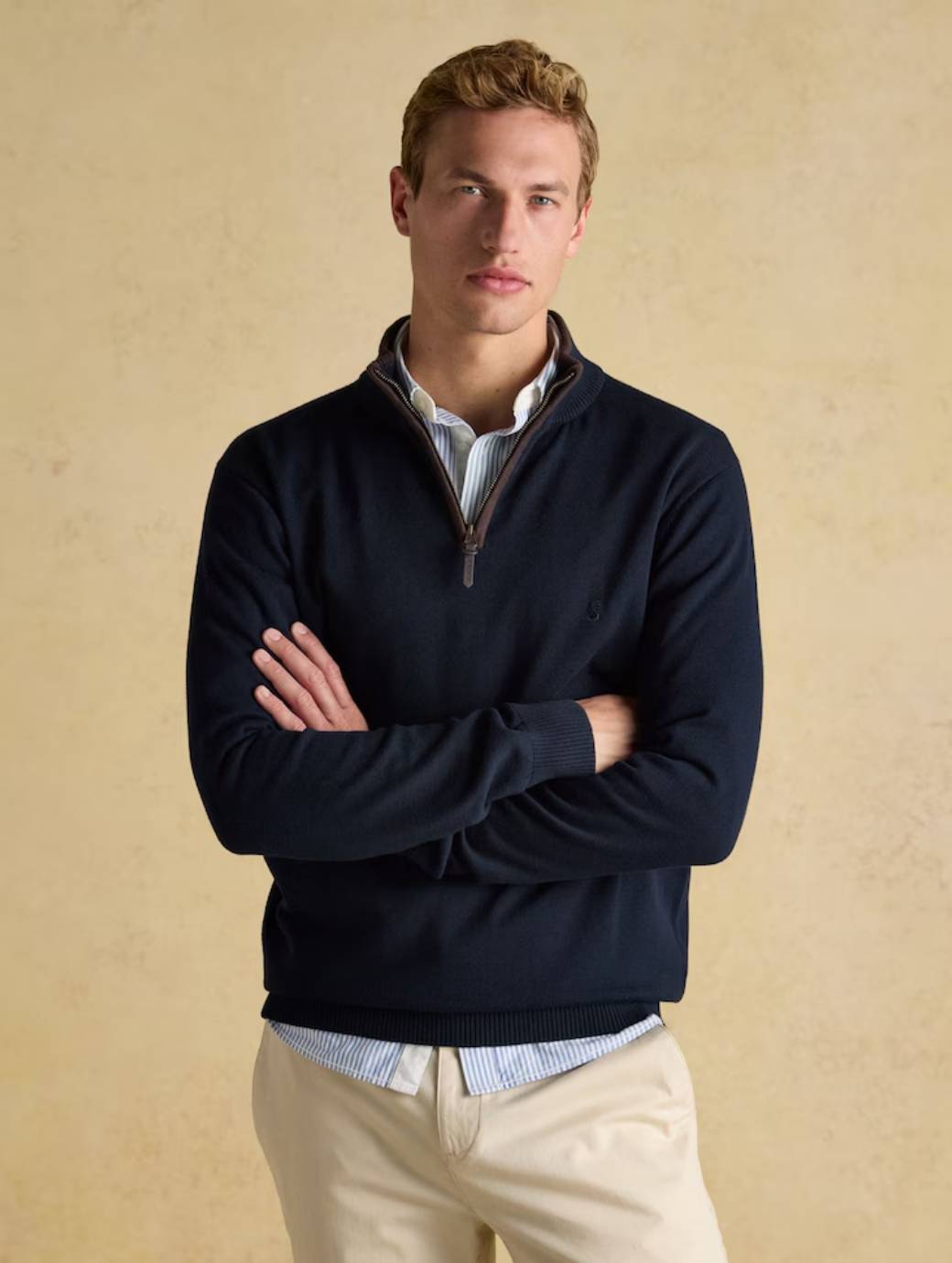 Joules Men's Hillside Quarter Zip Knit Jumper Navy
