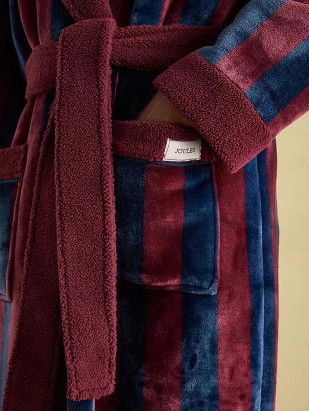 Joules Men's Montague Fleece Montague Fleece Lined Dressing Gown Burgundy