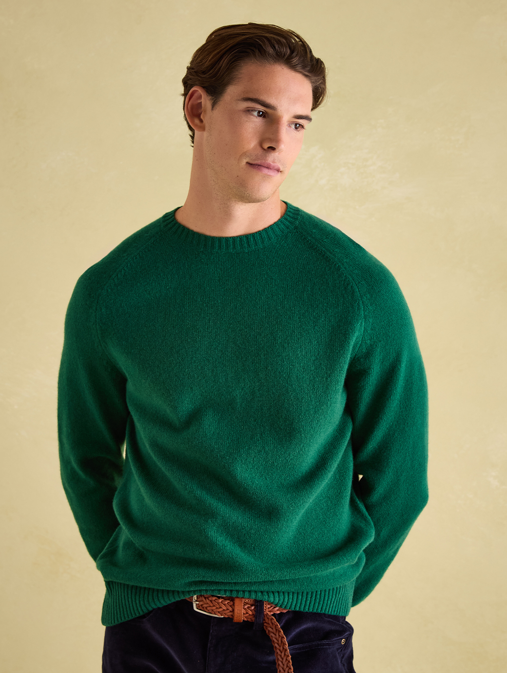 Joules Men's Rowley Lambswool Crew Neck Jumper Green