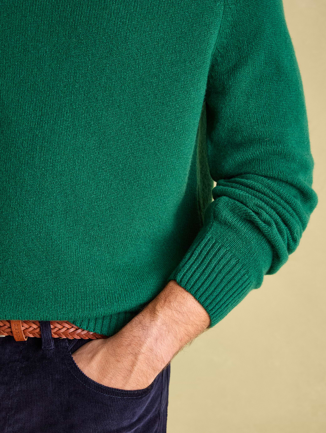 Joules Men's Rowley Lambswool Crew Neck Jumper Green