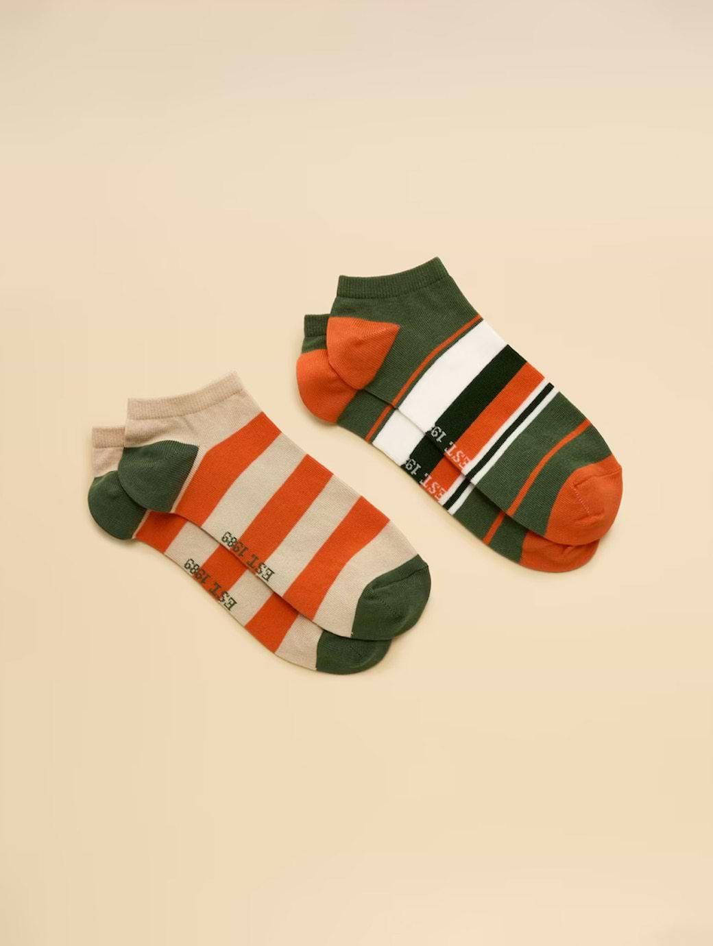 Joules Men's Rilla 2-Pack Socks Green/Orange