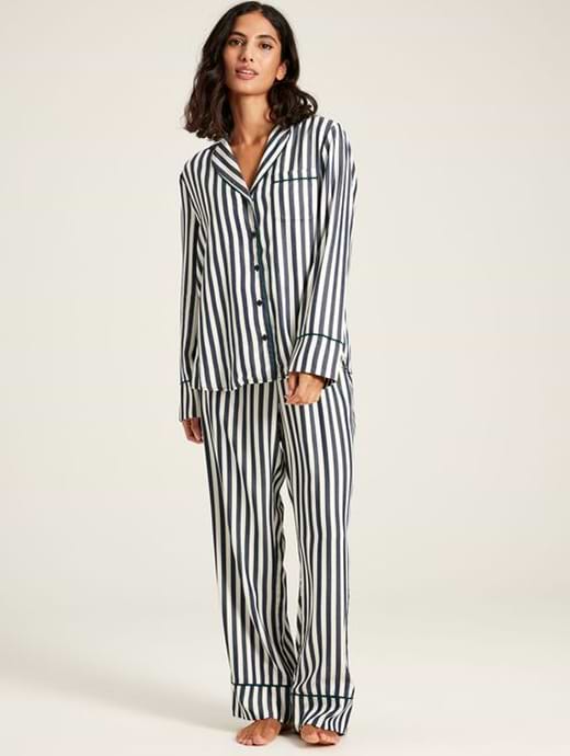 Joules Women's Alma Pyjama Set French Navy Stripe
