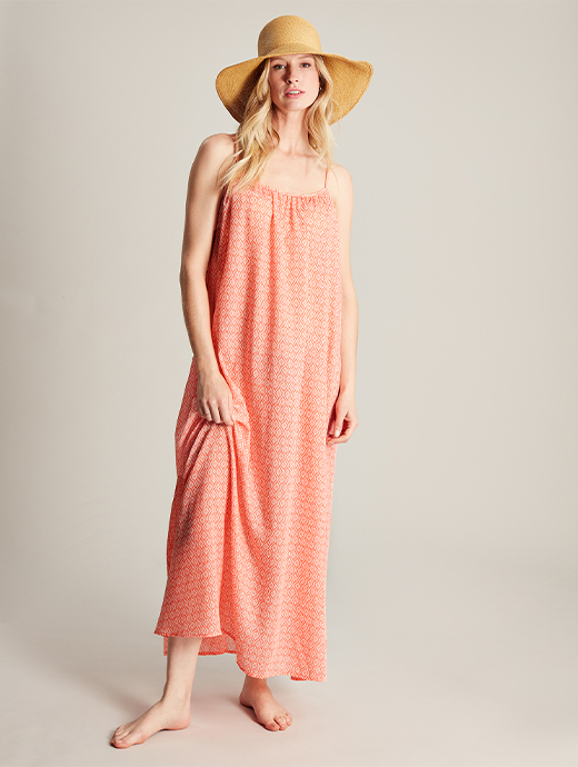 Joules Women's Amanda Beach Dress Orange Ditsy
