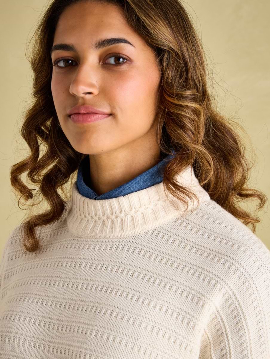 Joules Women s Bernie Crew Neck Textured Jumper Creme