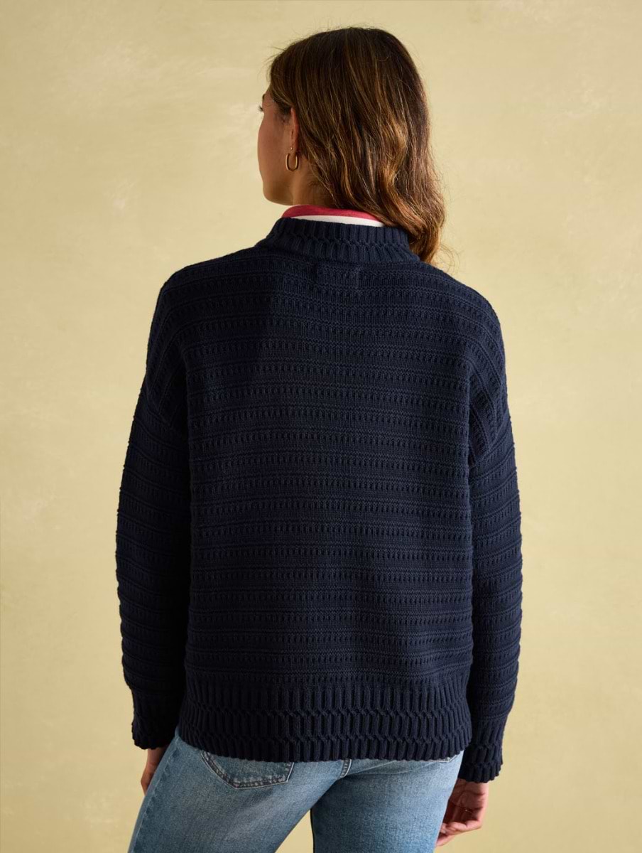 Joules Women s Bernie Crew Neck Textured Jumper Navy