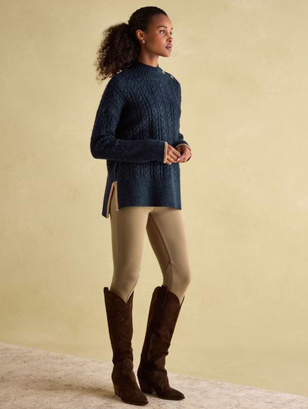 Joules Women s Betsy Button Shoulder Cable Jumper Navy