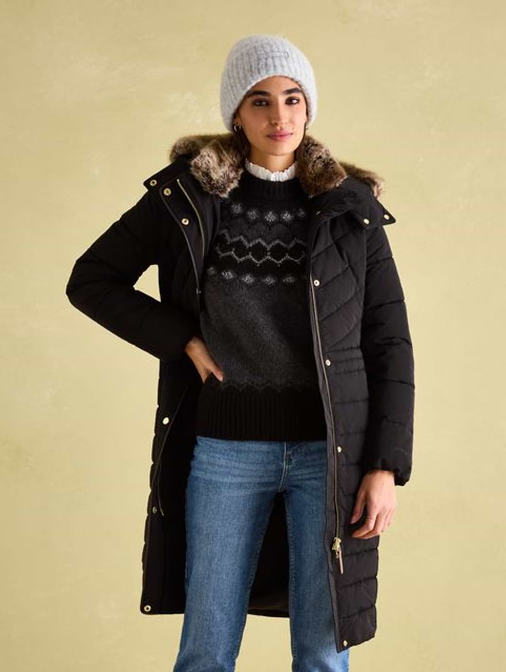 Caldecott Coat Black Joules Caldecott Black Size 10 Fur Outerwear