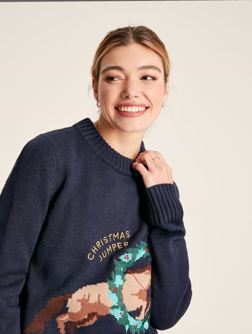 Joules Women s Clementine Christmas Jumper Navy