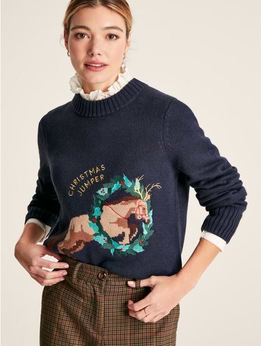 Joules Women s Clementine Christmas Jumper Navy
