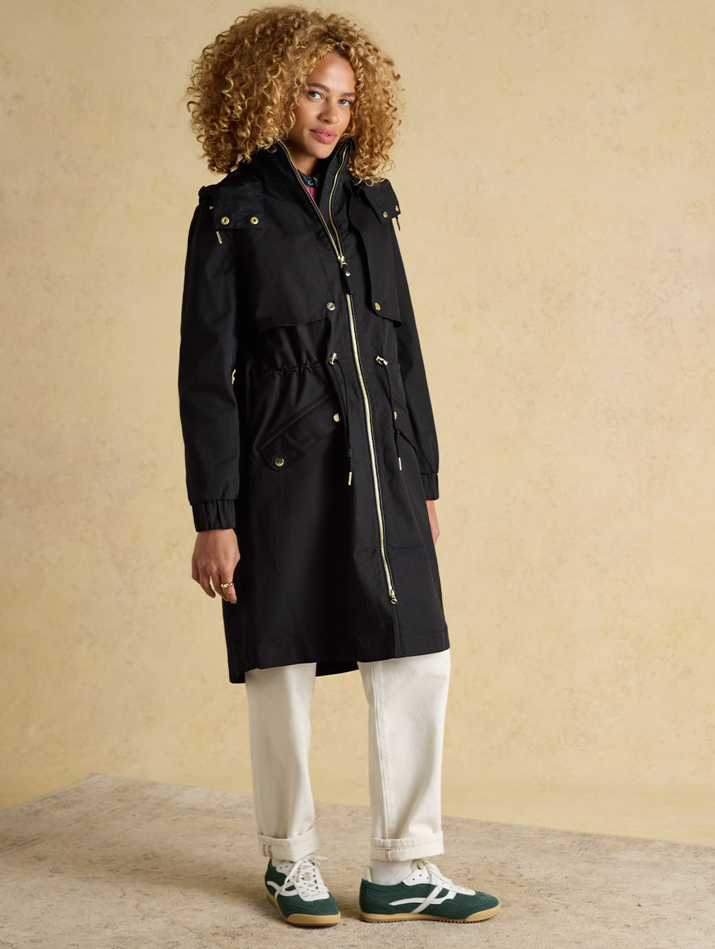 Joules Women's Elbridge Waterproof Coat with Hood Black