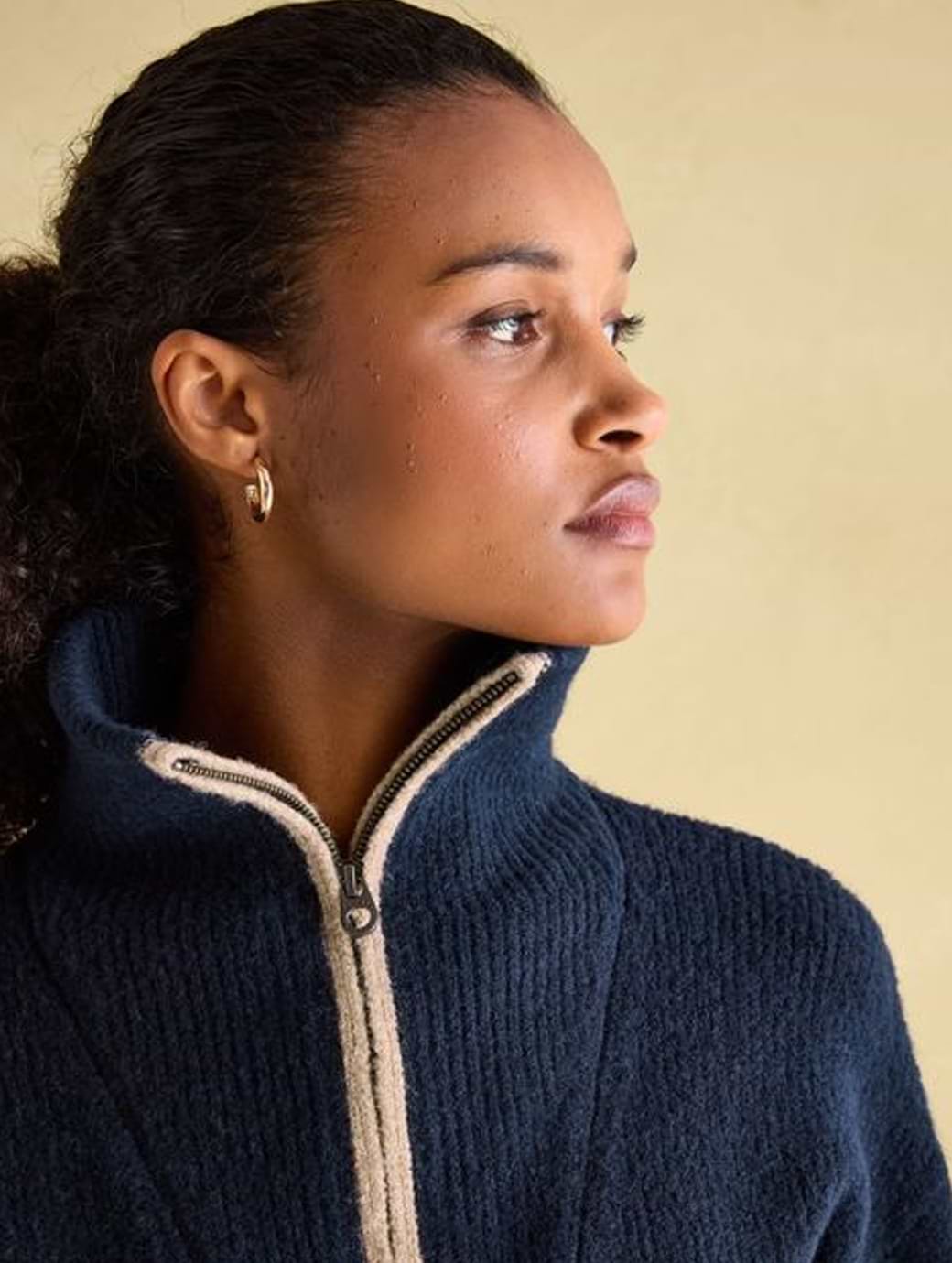 Joules Women's Elmore Quarter Zip Knitted Jumper Navy