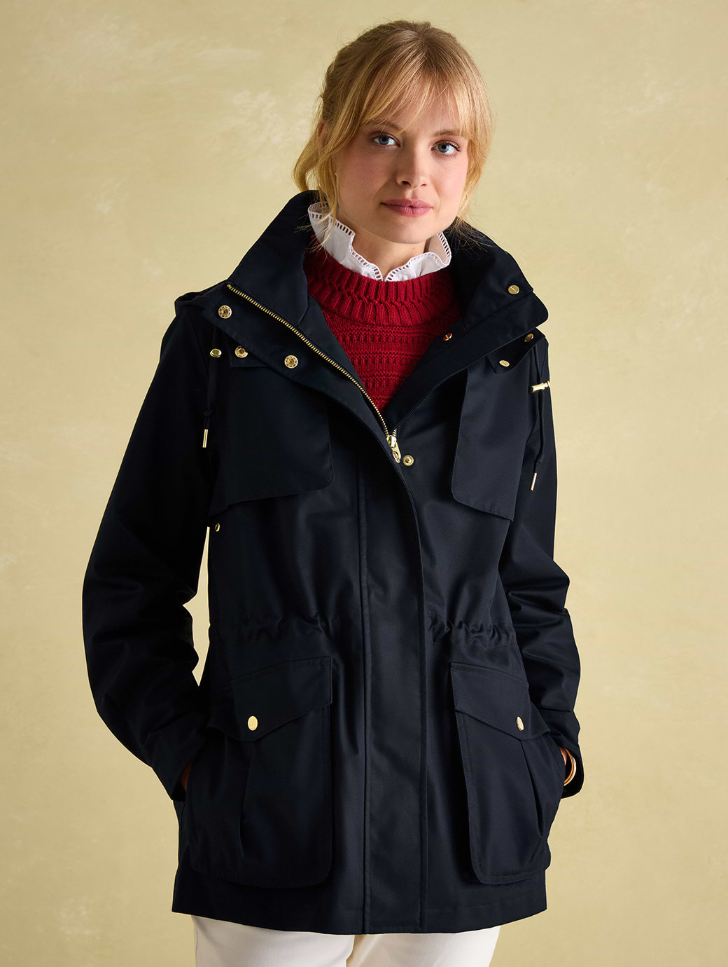 Joules Women s Fairford Premium Waterproof Raincoat with Hood Navy