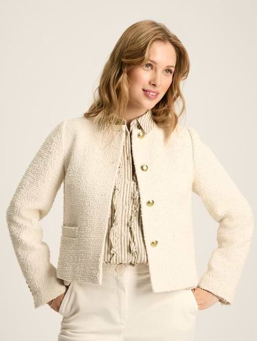 Joules Women's Hampstead Boucle Jacket Cream