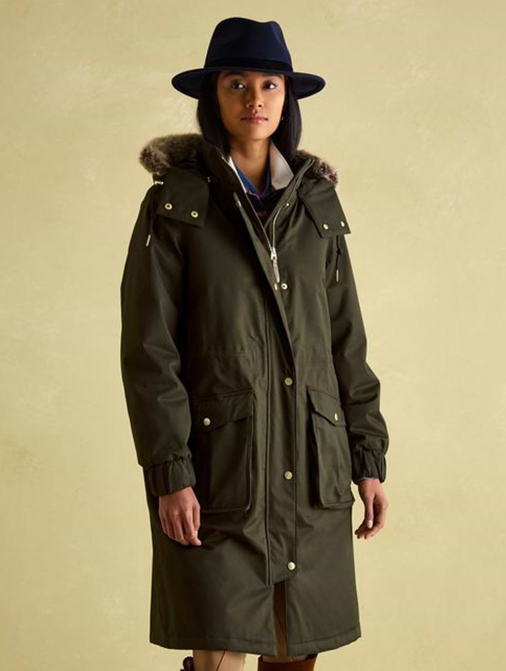 Joules Women s Harpsden Cosy Waterproof Long Coat Rosemary Green