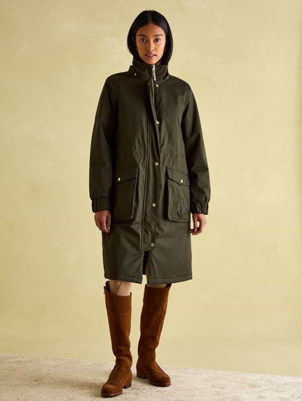 Joules Women s Harpsden Cosy Waterproof Long Coat Rosemary Green