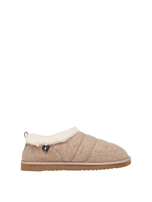 Joules Women's Lazydays Oatmeal Faux Fur Lined Slippers