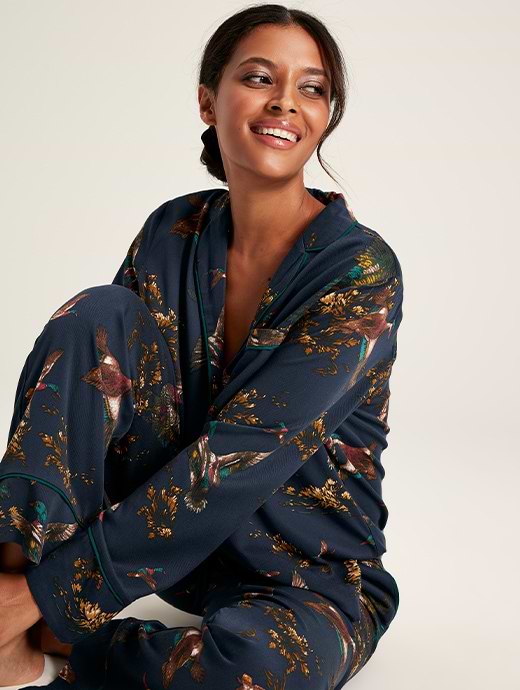 Joules Women s Nightwear Navy Bird Print
