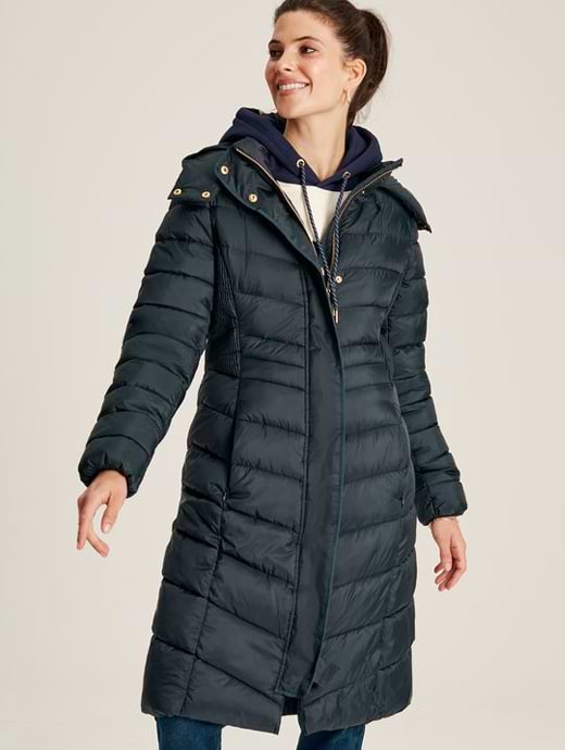 Joules Women s Pembury Long Padded Coat Dark Navy