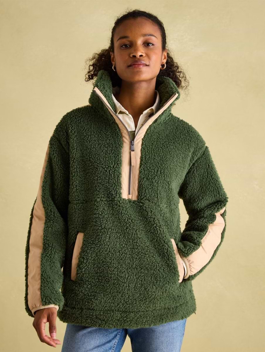 Joules Women s Tilly Half Zip Borg Fleece Green