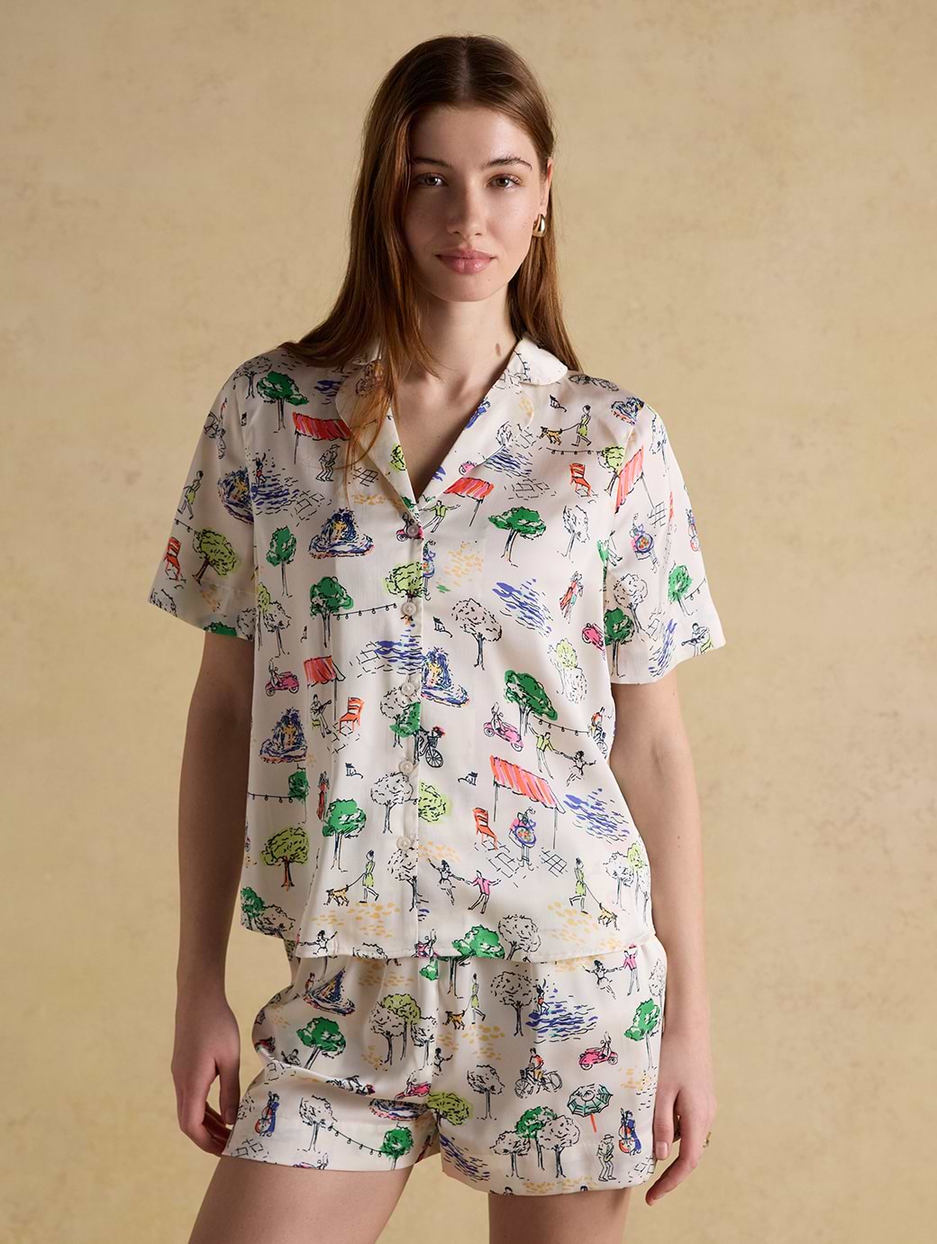 Joules Women's Natalia Pyjama Set Cream