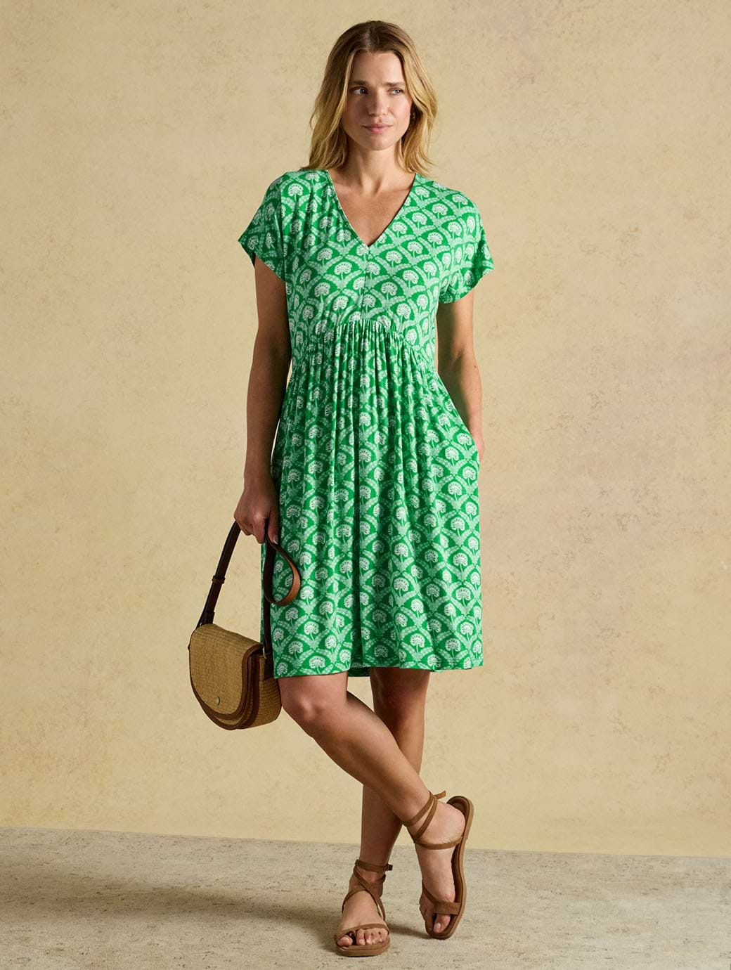 Joules Women's Nia Short Dress Green & White