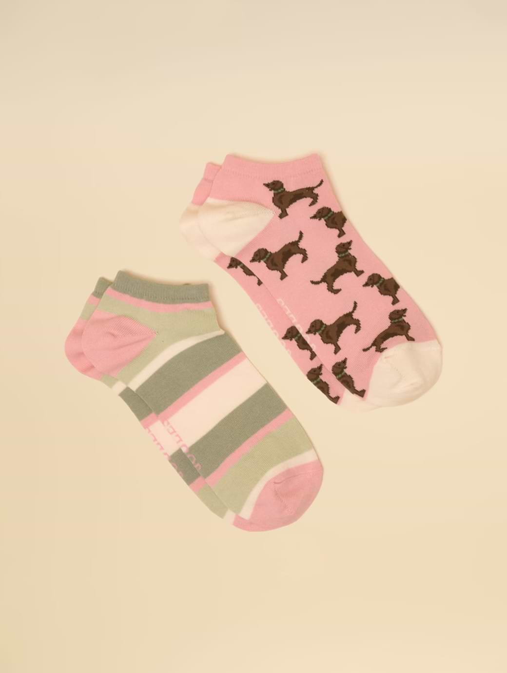 Joules Women's Rilla 2-Pack Socks Pink/Green