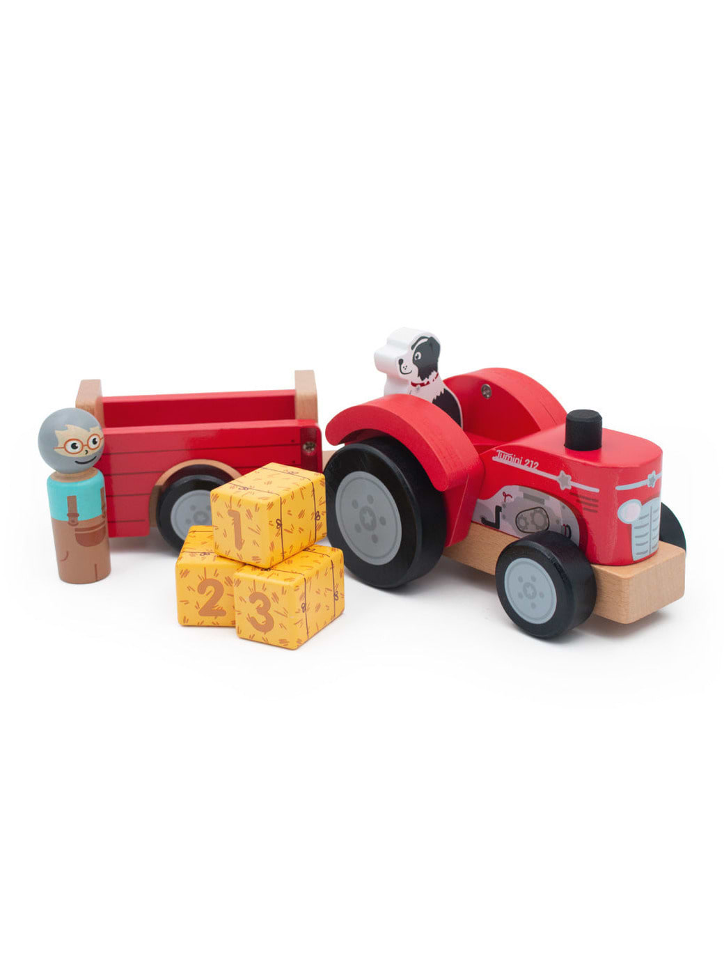 Jumini Wooden Tractor and Trailer with Bales