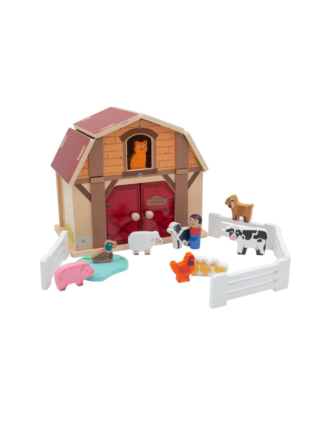 Jumini Wooden Farm Barn Playset with Animals