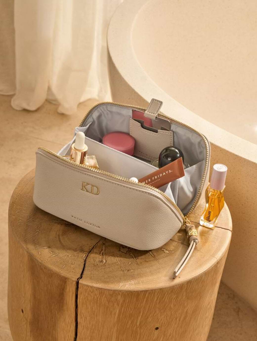Katie Loxton Fold-Out Mirror Makeup Bag Grey
