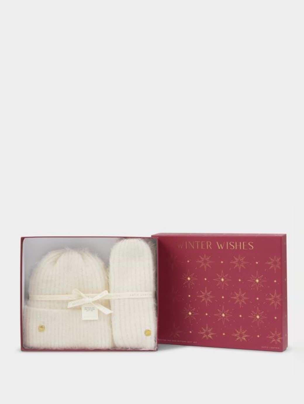 Katie Loxton Gift Boxed Hat & Mittens Set White