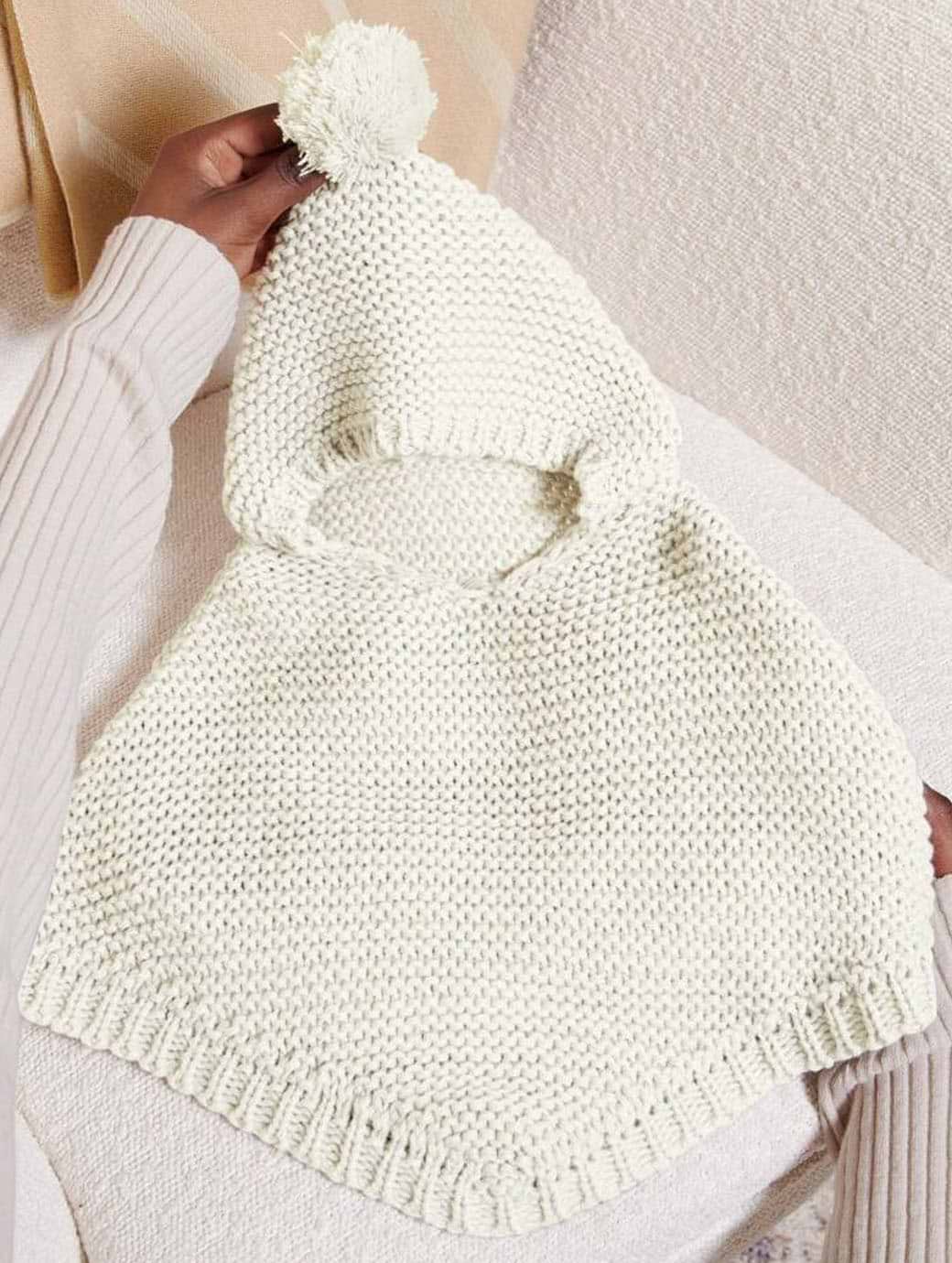 Katie Loxton Knitted Baby Poncho White