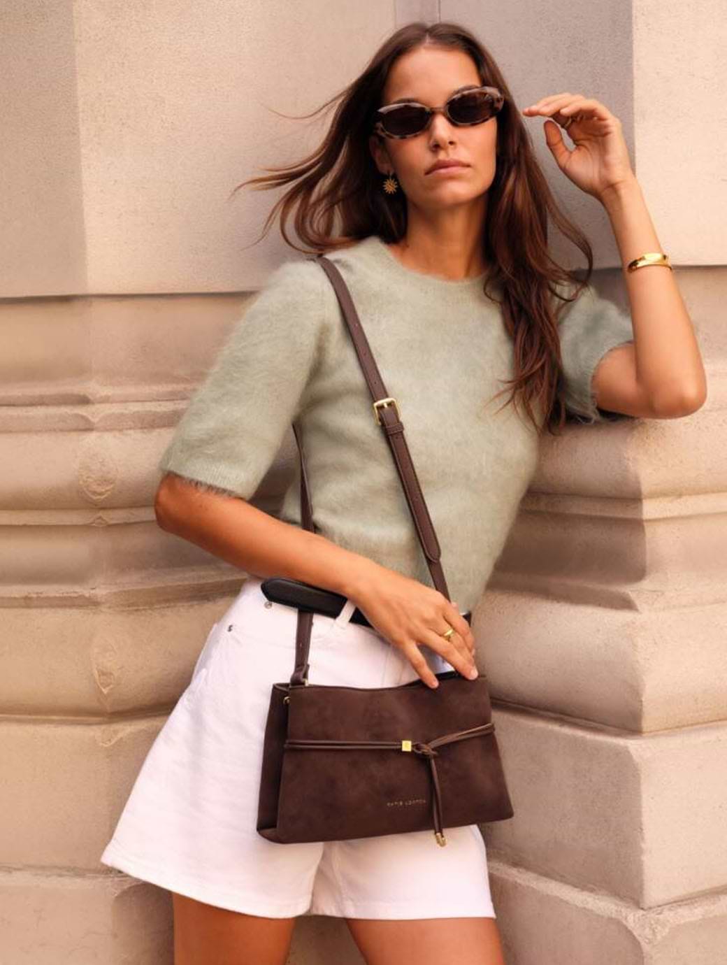 Katie Loxton Lori Crossbody Bag Chocolate Suede