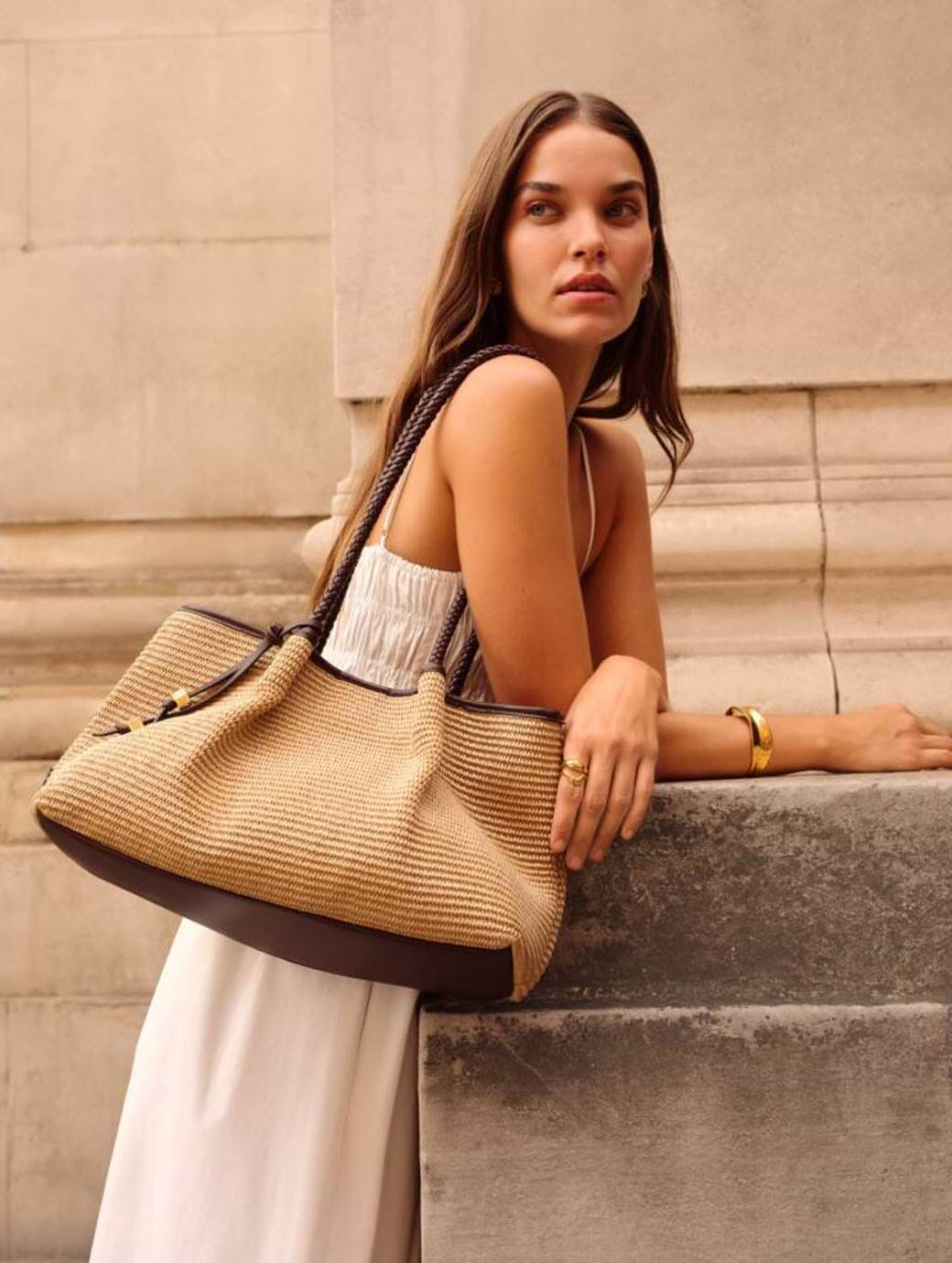 Katie Loxton Nova Raffia Small Shoulder Tote Natural