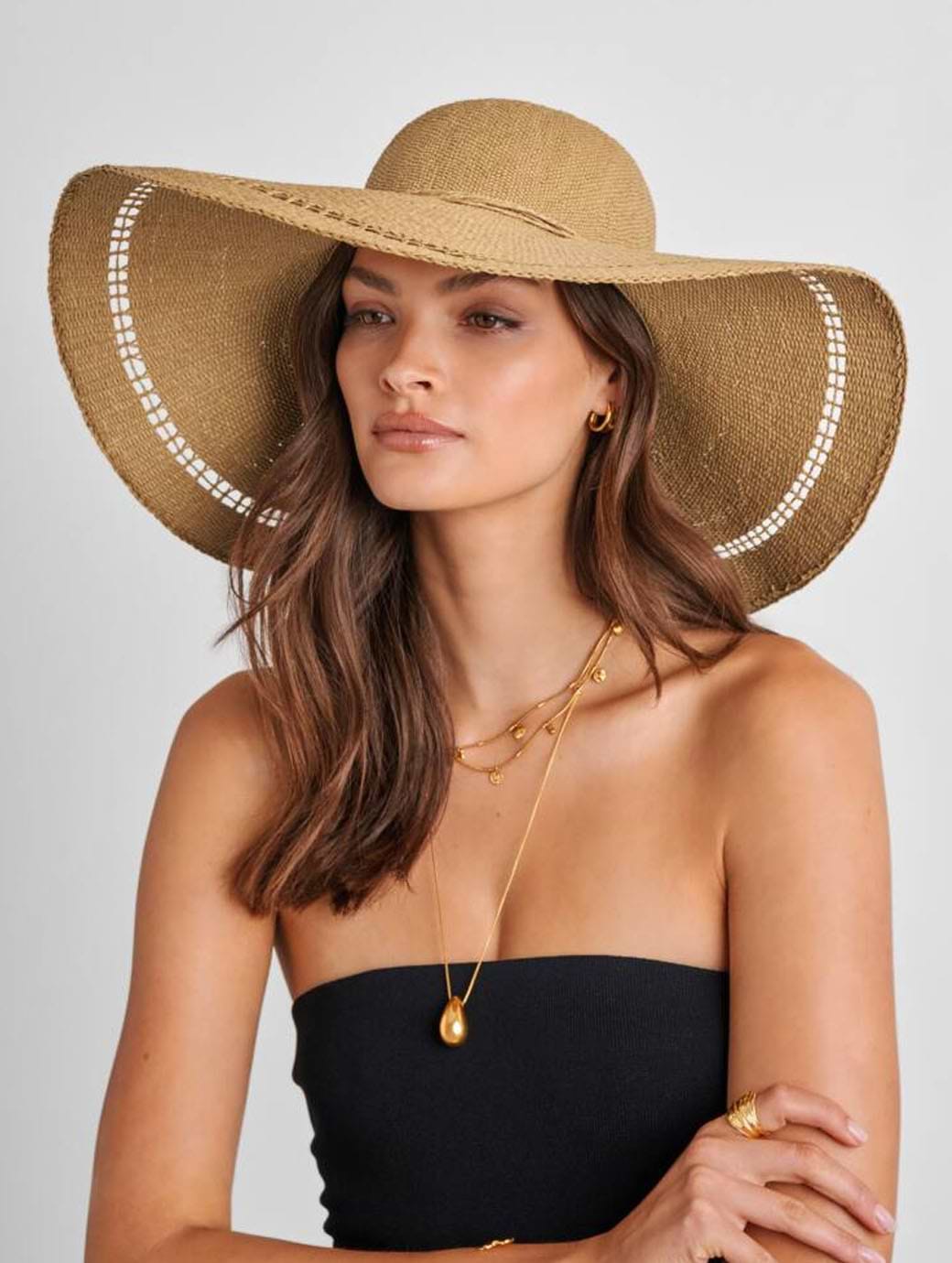 Katie Loxton Women's Wide Brim Floppy Hat Natural