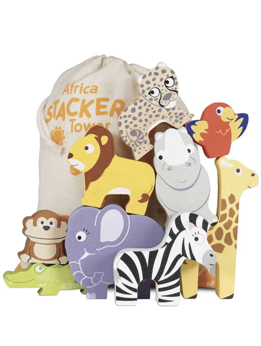 Le Toy Van Africa Stacking Animals & Bag