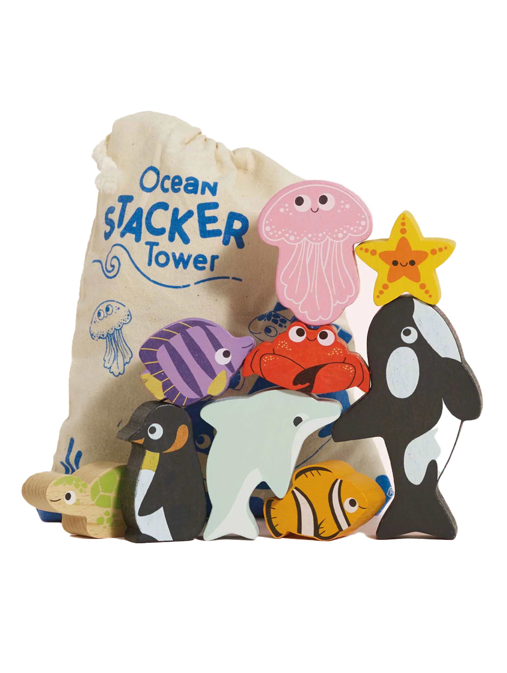 Le Toy Van Ocean Life Stacking Animals & Bag