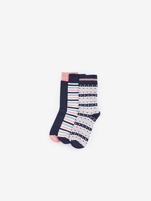 Barbour Claudia Fairisle Sock Pink Navy