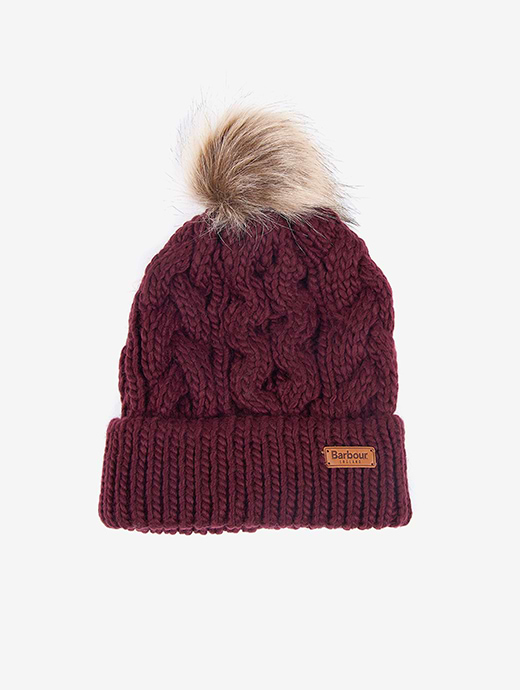 Barbour Women's Penshaw Cable Beanie Hat Bordeaux