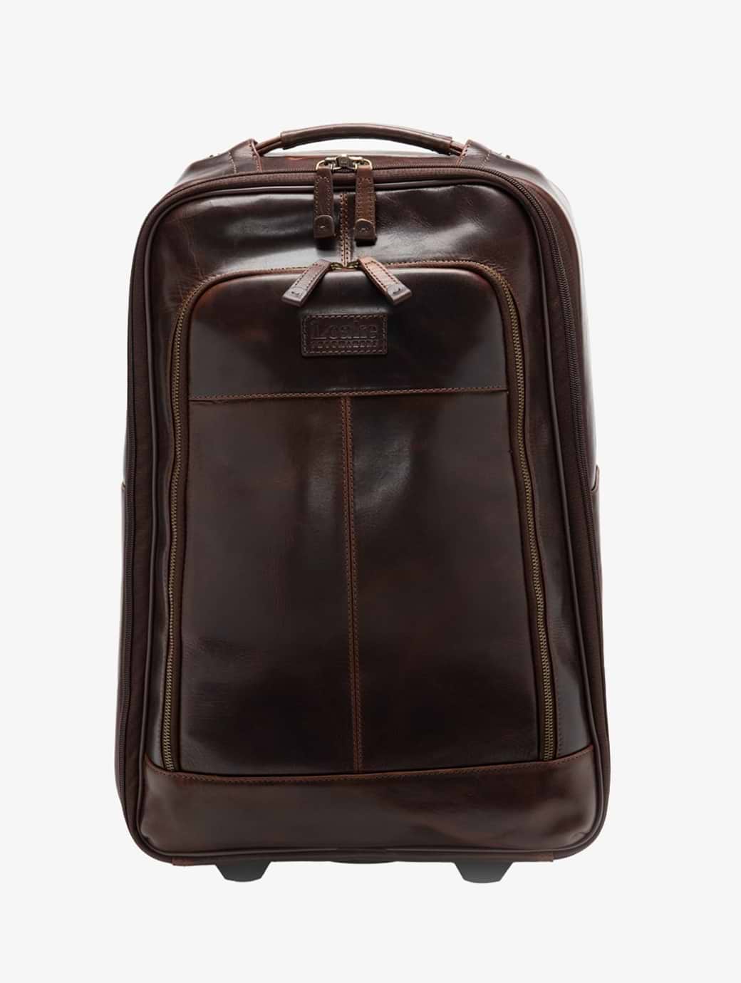 Loake Paris Brown Leather Wheeled Suitcase