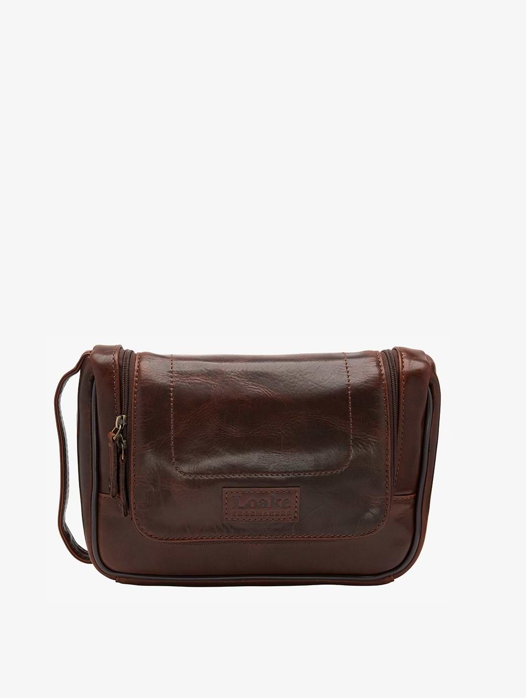 Loake Severn Brown Leather Hanging Washbag