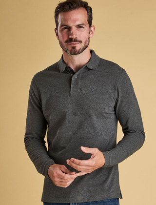 Barbour Long Sleeve Sports Polo Shirt Slate Marl Griggs