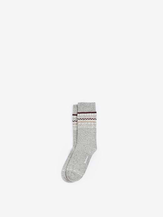 Barbour Women's Anaise Fairisle Sock Light Grey/Cabernet