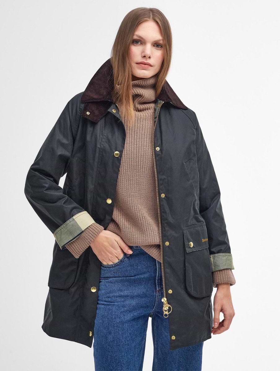 Barbour Women's Long Beadnell Wax Jacket Sage/Ancient