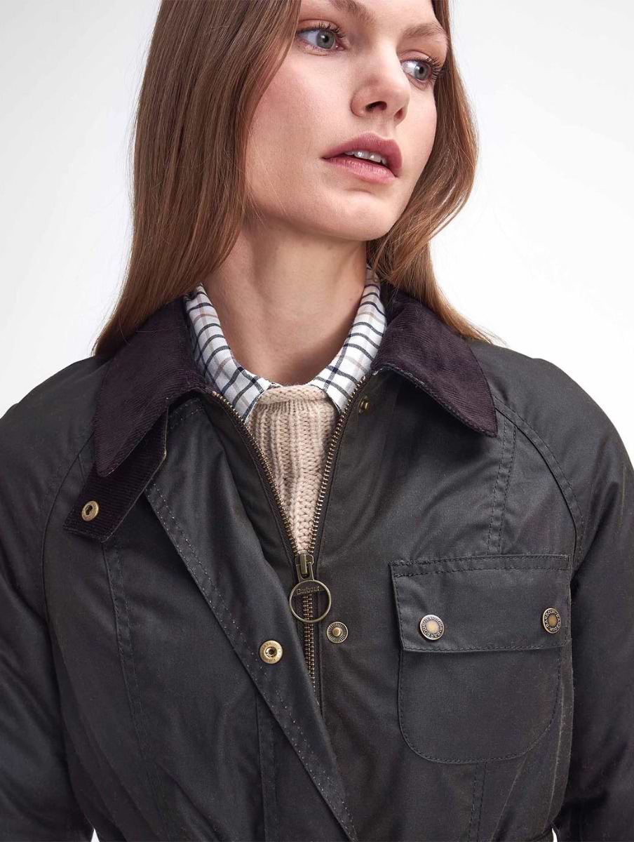 Barbour × ANK Solway Zipper 38 Barbour Women's Solway Zipper Wax Jacket Olive/Classic