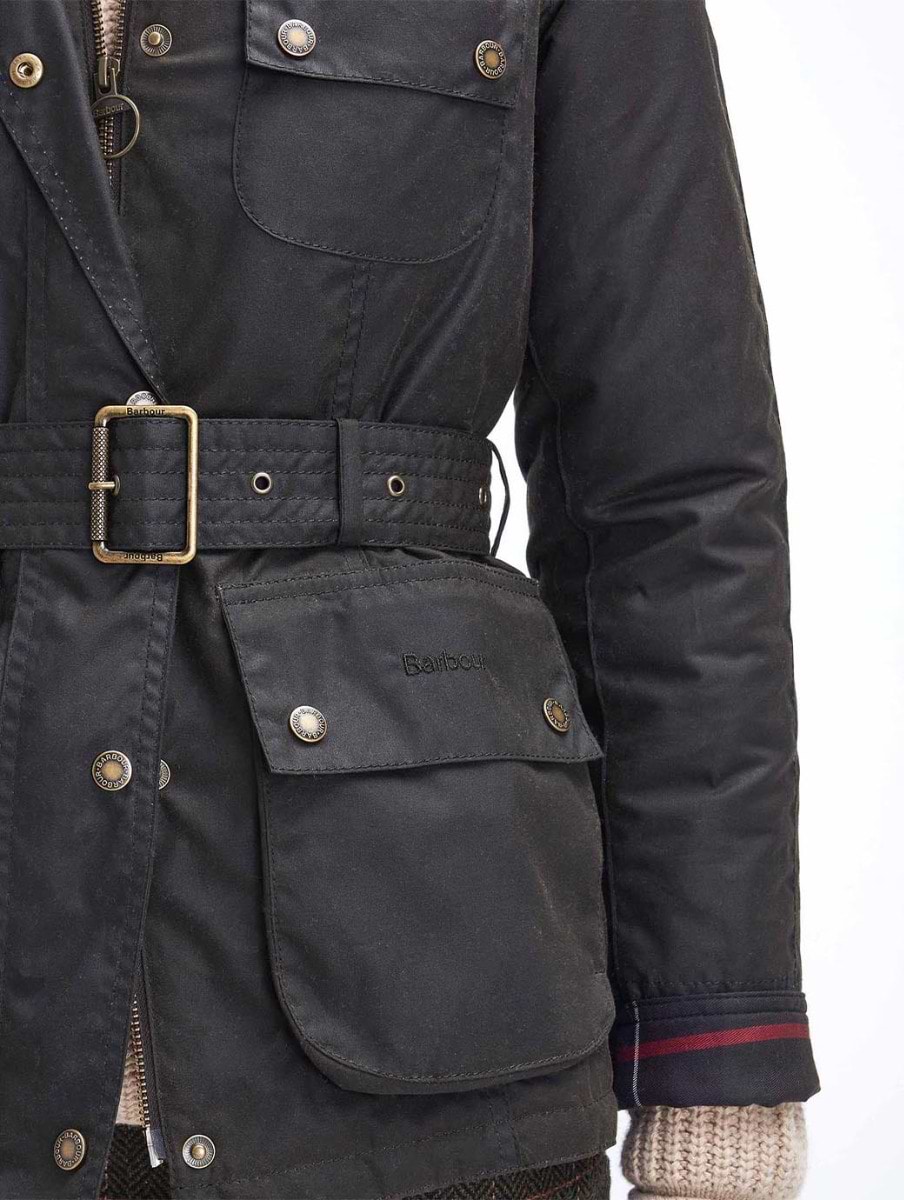 Barbour × ANK Solway Zipper 38 Barbour Women's Solway Zipper Wax Jacket Olive/Classic