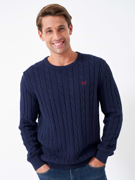 Crew Clothing Men's Oarsman Cable Crew Navy