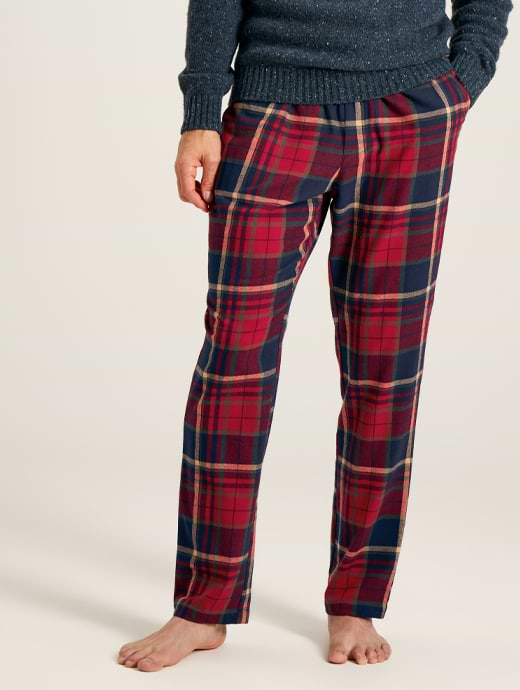 Joules Men s The Sleeper Woven Pyjama Bottoms Red Tartan