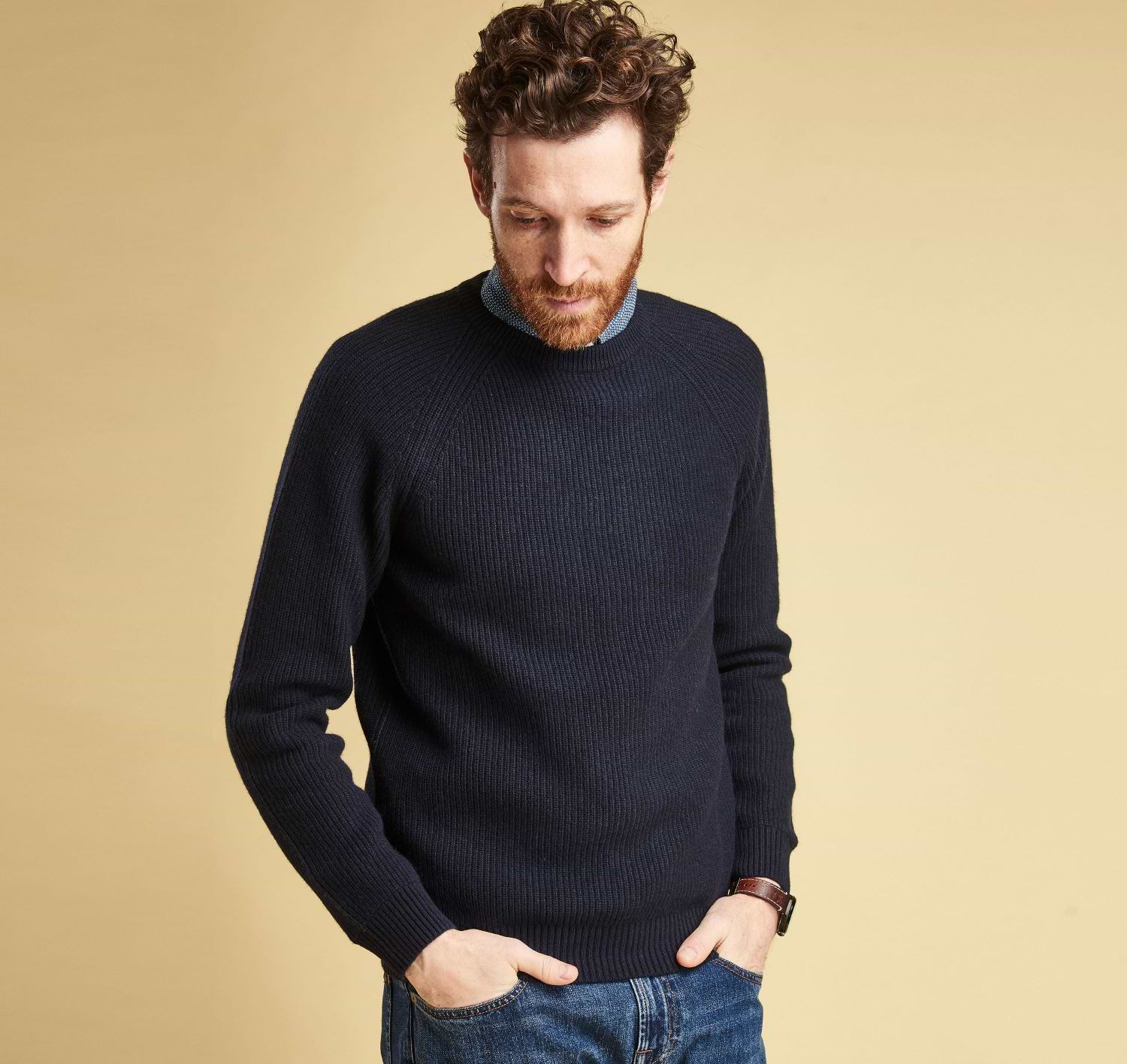 Barbour Manor Crew Neck Jumper Navy Griggs