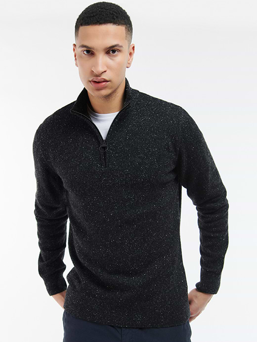 Barbour Men's Essential Tisbury Half Zip Sweater Black